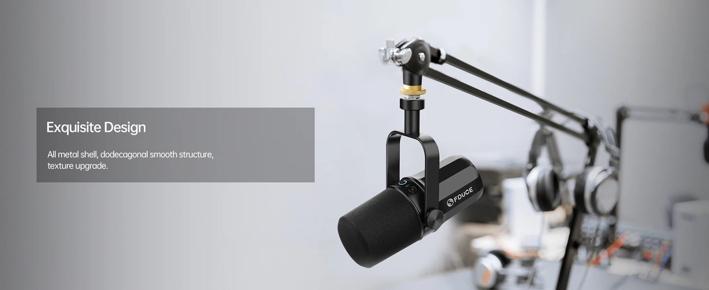 FDUCE SL40X/SL40 USB & XLR Dynamic Microphone – Built-in Headset Output & Sound Insulation for Podcasts, Gaming & Live Broadcast