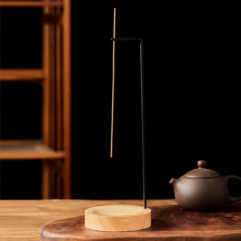Creative Upside Down Incense Burner - Wooden Round Stick Holder & Tray for Bedroom, Home & Yoga Decoration