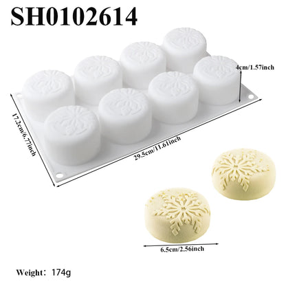 Christmas Snowflake Silicone Cake Mold – Cylindrical French Mousse Dessert Baking Tool for Holiday Bakeware