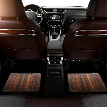 4-Pack Vintage Wood Grain Car Floor Mats - Heavy-Duty SUV, Pickup Truck & Trunk Liners