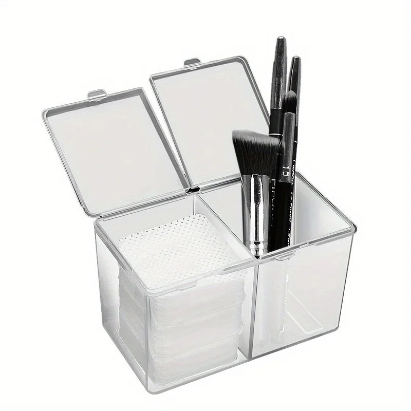 2-Grid Nail Storage Box — Cosmetic Organizer for Nail Polish Remover Pads & Cotton Film