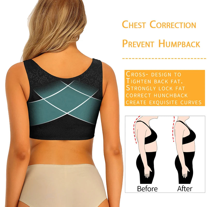 Women's Upper Arm Shapers - Compression Slimming Shapewear Vest Tops - Humpback Posture Corrector for Improved Posture