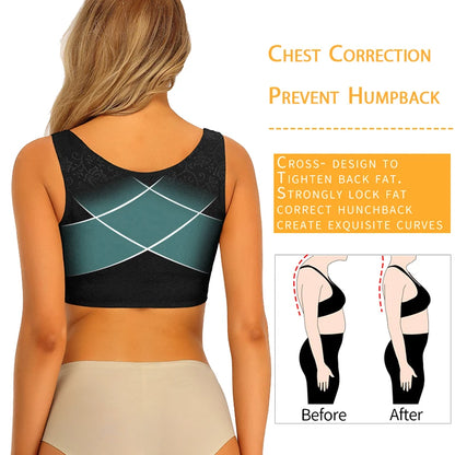 Women's Upper Arm Shapers - Compression Slimming Shapewear Vest Tops - Humpback Posture Corrector for Improved Posture