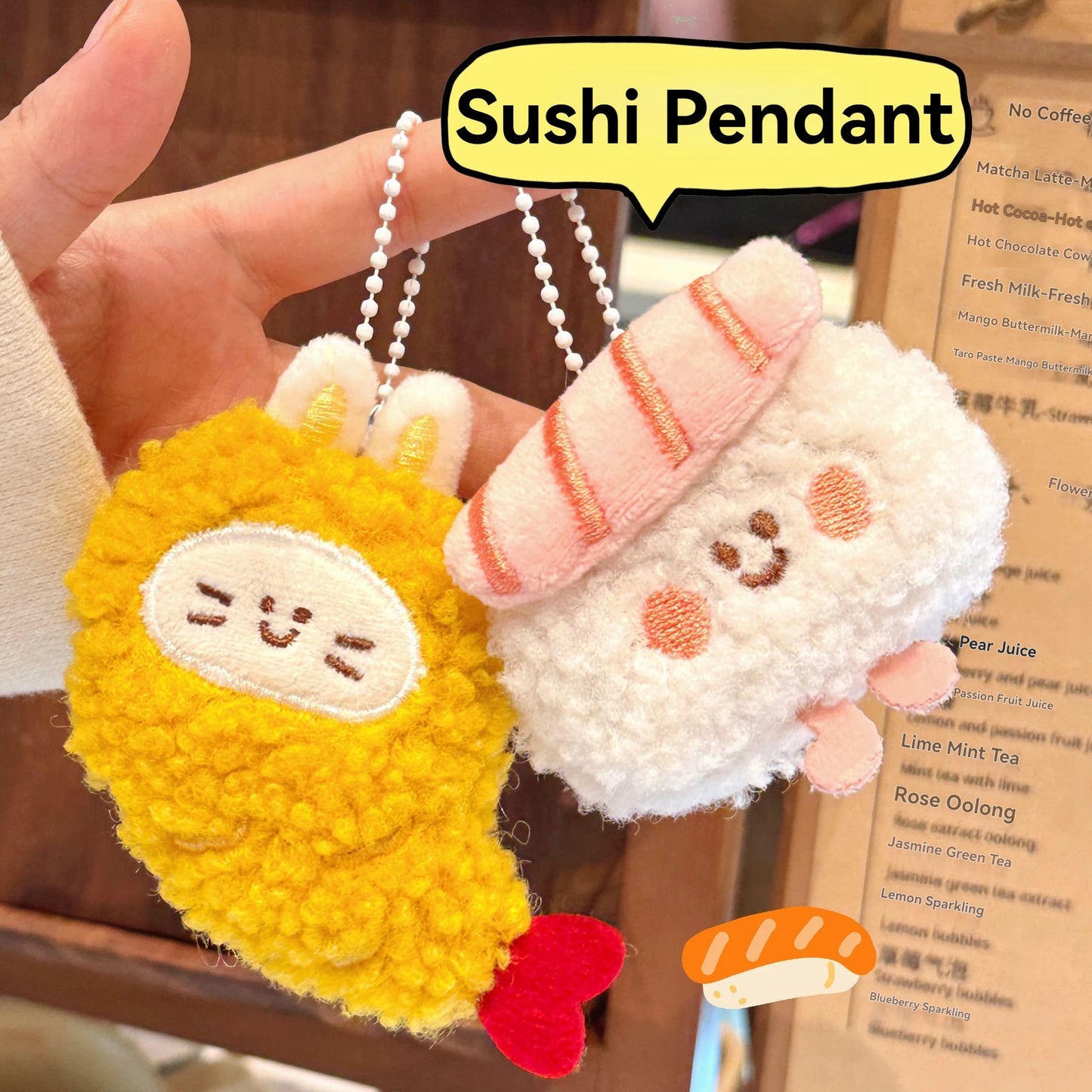 Cute Food Plush Pendant 1/6/12 Pcs - Sushi Backpack Keychain Doll Charm & Toy Accessory