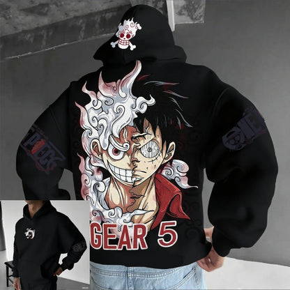 One Piece Luffy Gear 5 Anime Hoodie – Unisex Streetwear Pullover Sweatshirt