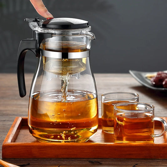HMLOVE Heat-Resistant Glass Teapot – Puer Kettle Tea Infuser, Kung Fu Teaware Set, High Borosilicate Heatable Pot