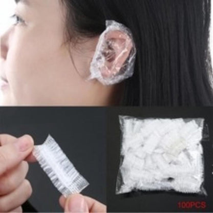 100Pcs Disposable Hairdressing Earmuffs - Clear Ear Covers for Ear Protection, Hair Dye & Color Styling Tool