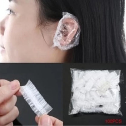 100Pcs Disposable Hairdressing Earmuffs - Clear Ear Covers for Ear Protection, Hair Dye & Color Styling Tool
