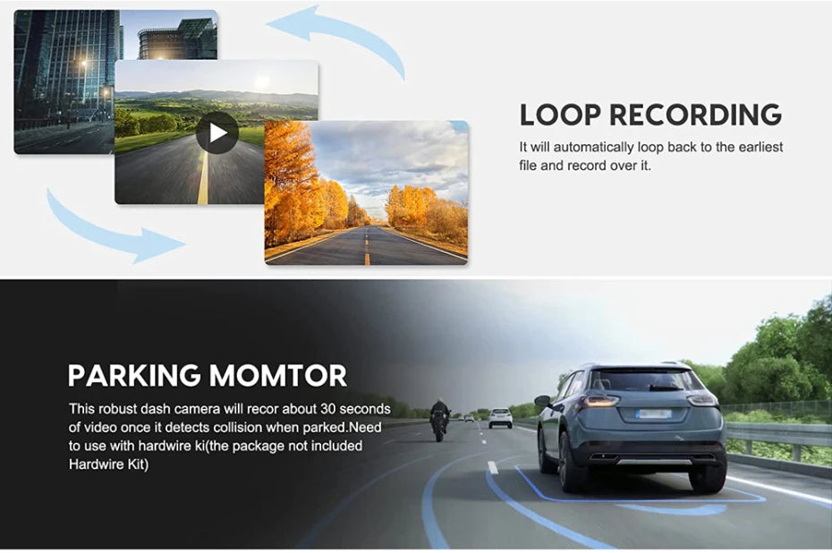 4K 2160P Dash Cam – Car DVR with CarPlay, Android Auto, Rearview Mirror Streaming, GPS, 5G WiFi, FM Radio, AUX
