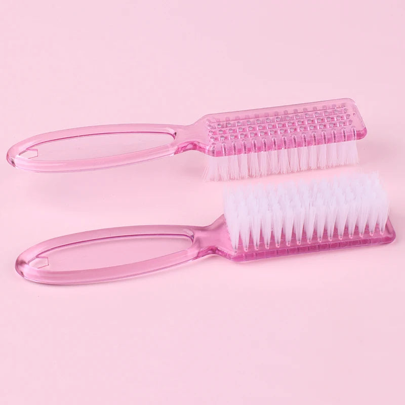 4PCS Transparent Nail Cleaning Brushes – Plastic Handle Pedicure & Manicure Scrub Brushes