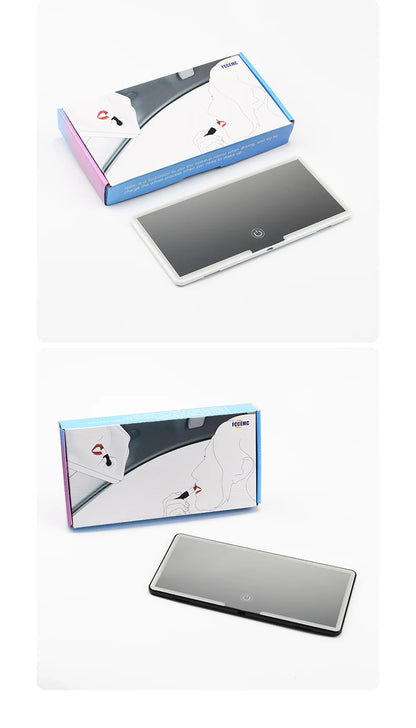 LED HD Makeup Mirror for Car – Rechargeable Sun Visor Plate with Fill Light, Universal Thin Vanity Mirror for Girls & Women