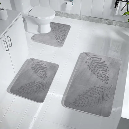 3Pcs Anti-Slip Bath Rug Set – Non-Slip Quick Dry Absorbent Bathroom Mat, Machine Washable Shower Carpet for Home