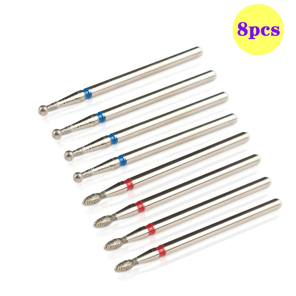 8pcs Diamond Nail Drill Bit Set - Rotary Electric Milling Cutters for Pedicure, Manicure, Cuticle Burr & Nail Tools Accessories