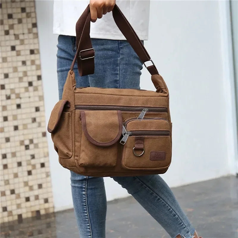 Men's Casual Sling Bag – Vintage Crossbody Messenger Shoulder Bag for Travel & Outdoor Use