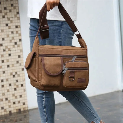 Men's Casual Sling Bag – Vintage Crossbody Messenger Shoulder Bag for Travel & Outdoor Use