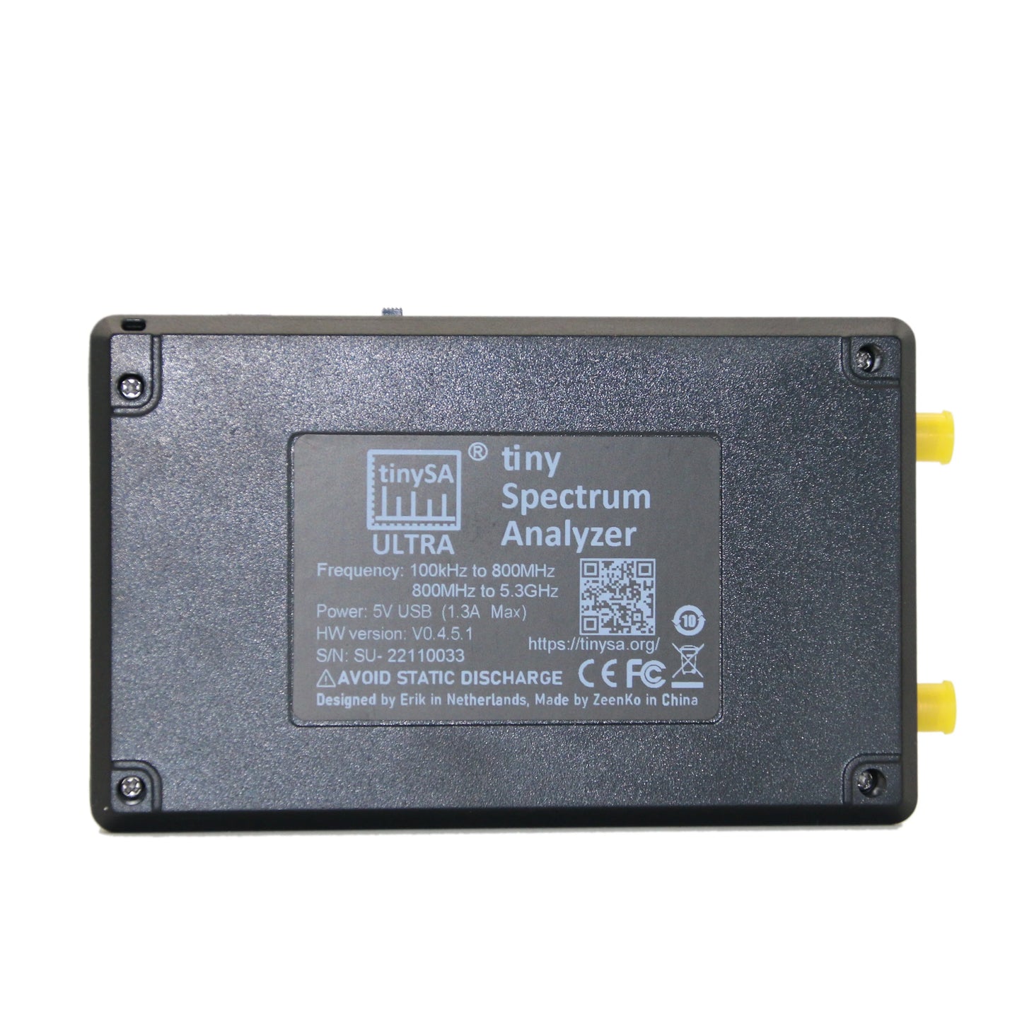 4-inch TinySA Ultra Spectrum Analyzer – 100kHz to 5.3GHz with MF, HF, VHF & UHF Input