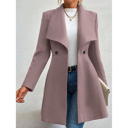 Mia Muse Women's Red Winter Coat – Long Sleeve Lapel Button-Up Work Outerwear for New Year & Valentine's Day Gift