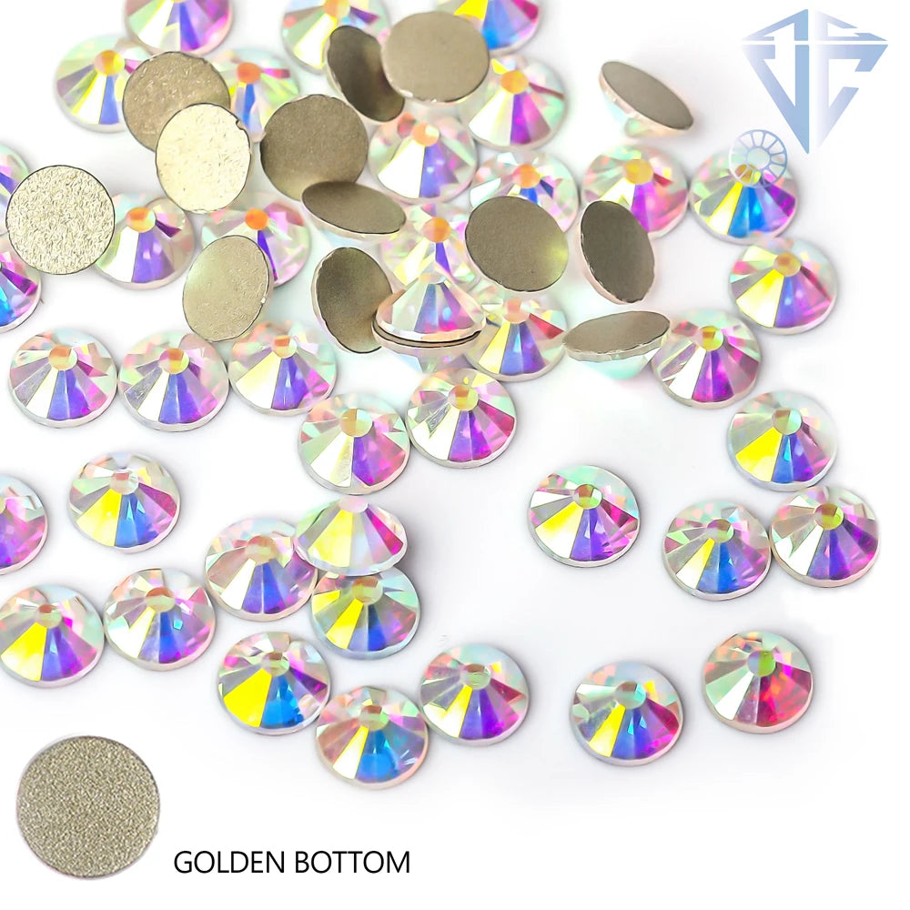 Super Glitter Crystal AB Rhinestones SS3–SS50 – Non-Hotfix Flatback Strass Stones for Nail Art, Fabric, Garment & DIY Decoration