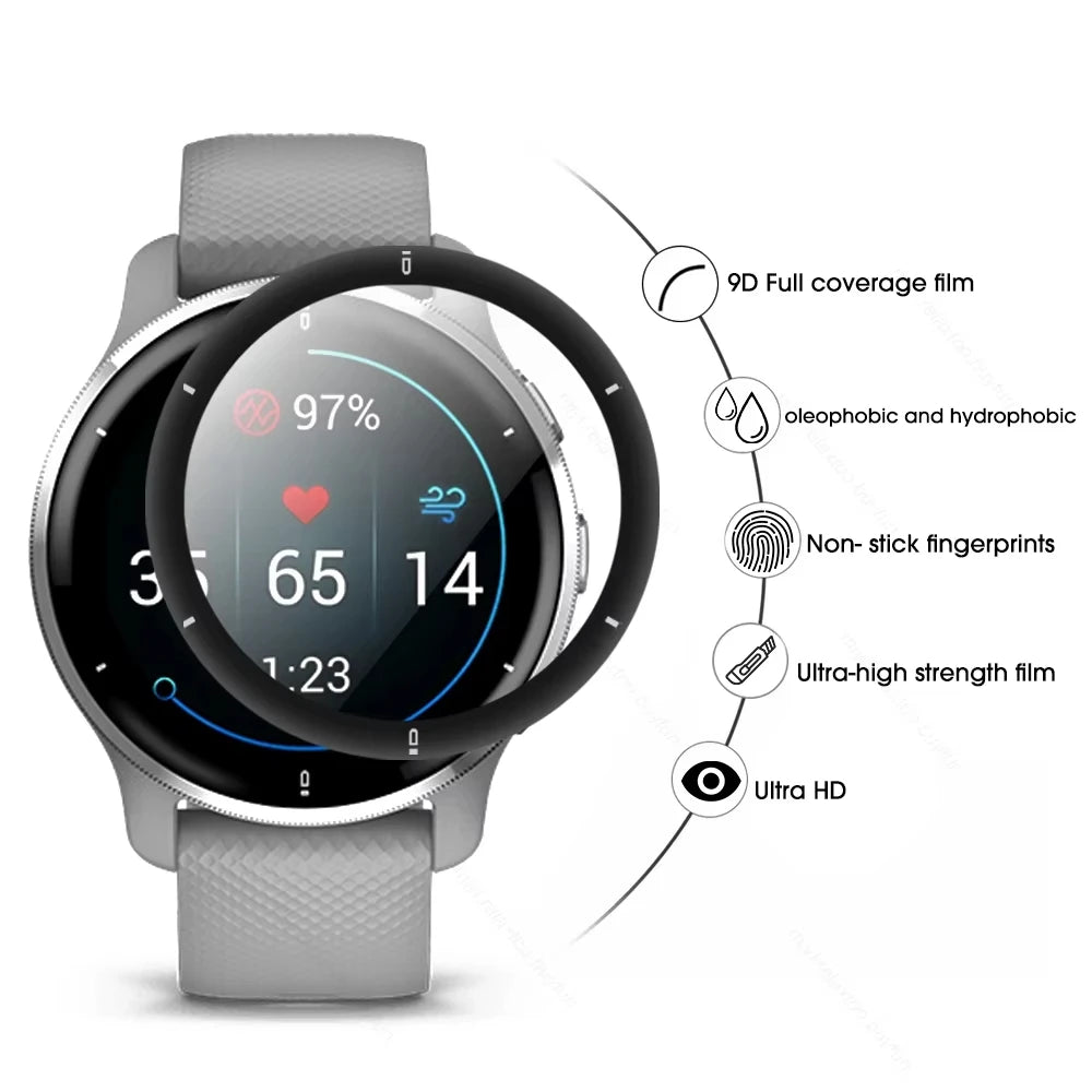 Protective Film for Garmin Venu 2/2S/2Plus – Curved Soft Edge Clear Full-Coverage Anti-Scratch Screen Protector