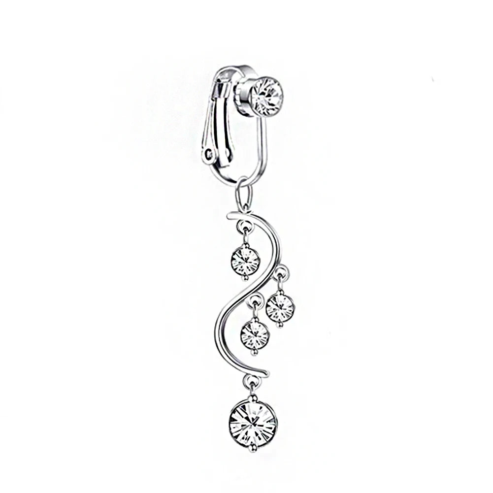 Faux Snake Belly Ring – Fake Clip-On Umbilical Navel Piercing, Belly Button & Cartilage Body Jewelry