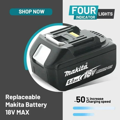 Genuine Makita 18V Battery – 6Ah/5Ah/3Ah Rechargeable for Drill DGA404, DDF487, DTW700, DTD173, HR410D, DJV182, LXT400