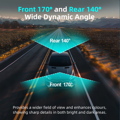 Aprilboy 4K WiFi Dash Cam 2160P – Dual Lens Front & Rear Car DVR, Night Vision, G-Sensor, 24H Parking Monitor