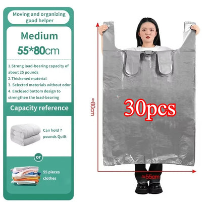 10PCS Large Capacity Thick Plastic Storage Bags — Moving & Packaging Bags for Clothes, Toys, Bedding & Blankets