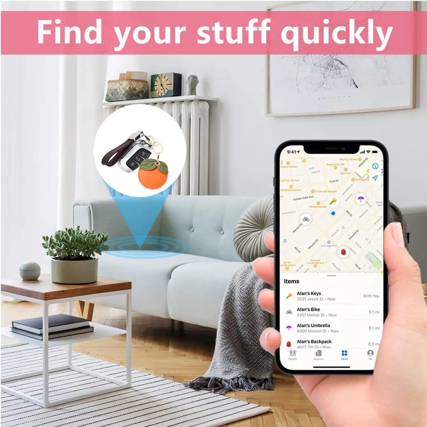 Leather Keychain Case for Apple AirTag – Cute Protective Anti-Scratch GPS Tracker Cover