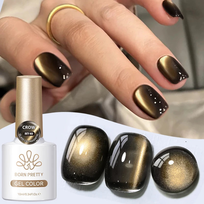 BORN PRETTY Cat Magnetic Gel Nail Polish 117 Colors 10ml Full Coverage Semi-Permanent Soak-Off Nail Varnish for Salon Manicure Glitter Cat Eye Nails