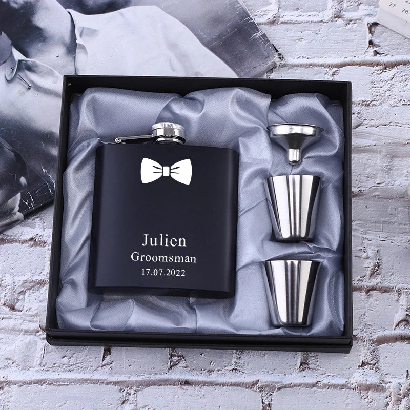 Personalized 6oz Stainless Steel Hip Flask – Engraved Christmas, Birthday, Valentine's Day Gift, Custom Logo for Wedding Favors   2/2