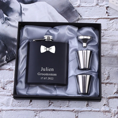 Personalized 6oz Stainless Steel Hip Flask – Engraved Christmas, Birthday, Valentine's Day Gift, Custom Logo for Wedding Favors   2/2