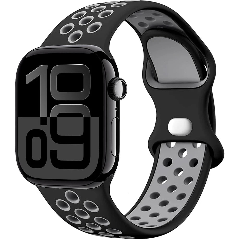 Silicone Apple Watch Strap - Breathable Wristband for Watch 11/10/9/8/7 Ultra 3/2 SE Series 49mm-41mm