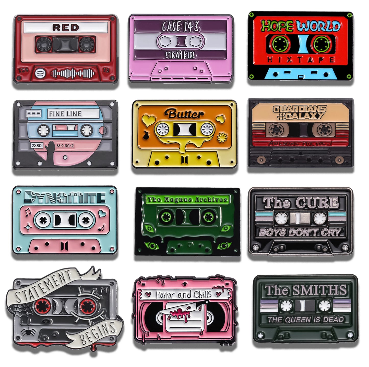 Magnetic Tape Music Series Metal Brooch – Versatile Clothing, Necklace & Badge Accessory with English Style