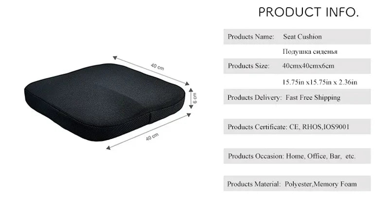 Orthopedic Memory Foam Coccyx Cushion – Non-Slip Tailbone & Sciatica Pain Relief Seat Pad for Office Chair & Car