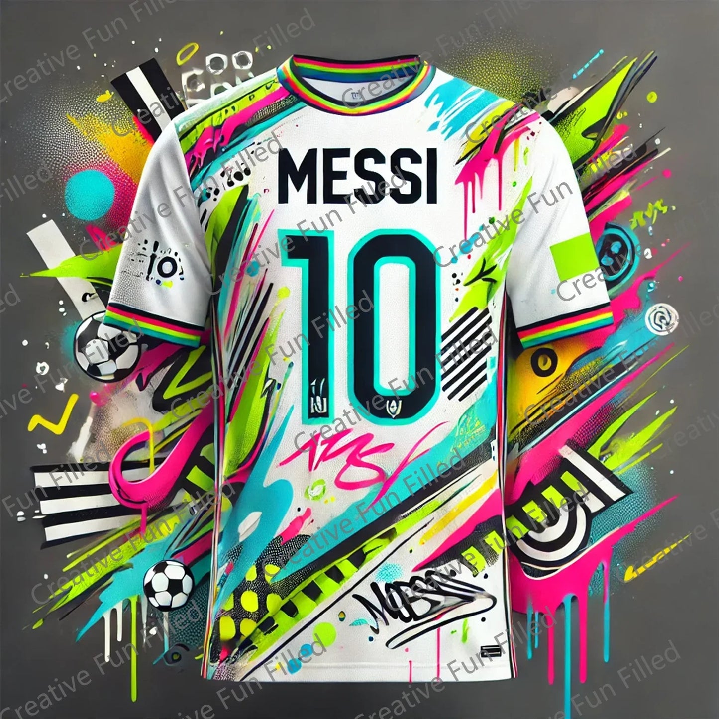 CHATGPT Street Graffiti Soccer Jersey – Messi 10 Special Edition for Kids & Adults, Summer Tee, Intelligent Design New Kit