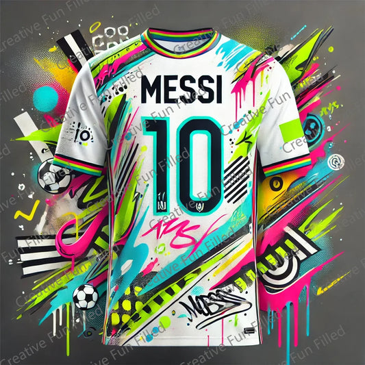 CHATGPT Street Graffiti Soccer Jersey – Messi 10 Special Edition for Kids & Adults, Summer Tee, Intelligent Design New Kit