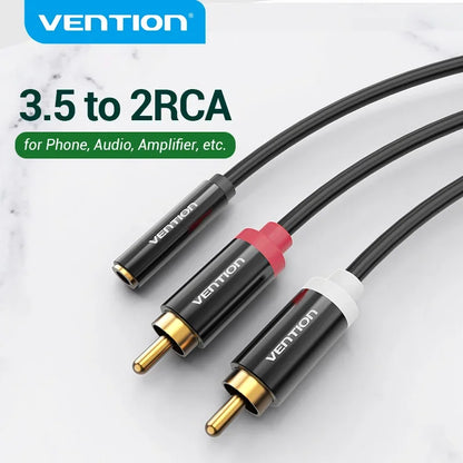 Vention 3.5mm to 2 RCA Audio Cable – Female to Male AUX Splitter Jack Cord for TV, Amplifier & Home Theater Stereo Connection