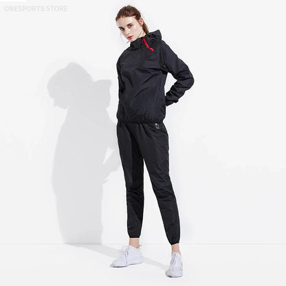 Unisex Sauna Suit — Women's & Men's Gym Clothing Set with Pullover Hoodie for Running, Fitness, Weight Loss & Sweating