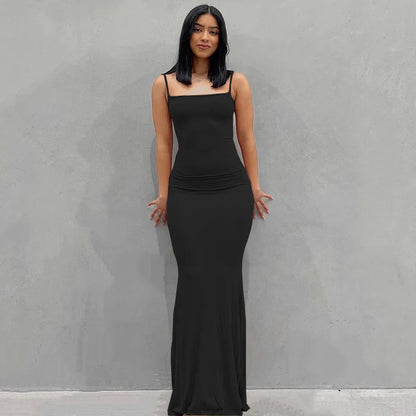 2025 Women's Summer Dress - Solid Color Slim Fit Camisole Skirt Sexy Fashion Style