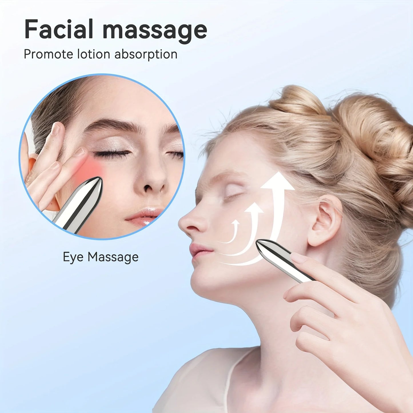 Mini Vibrating Massager — Portable Facial & Eye Massager, Relieves Tension, Promotes Lotion Absorption, Lipstick-Sized