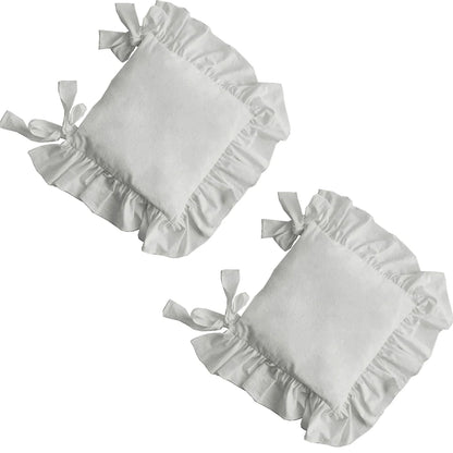Ruffled Dining Chair Pads - Vintage Seat Cushion Covers with Ties Non-Slip Kitchen Farmhouse Decor