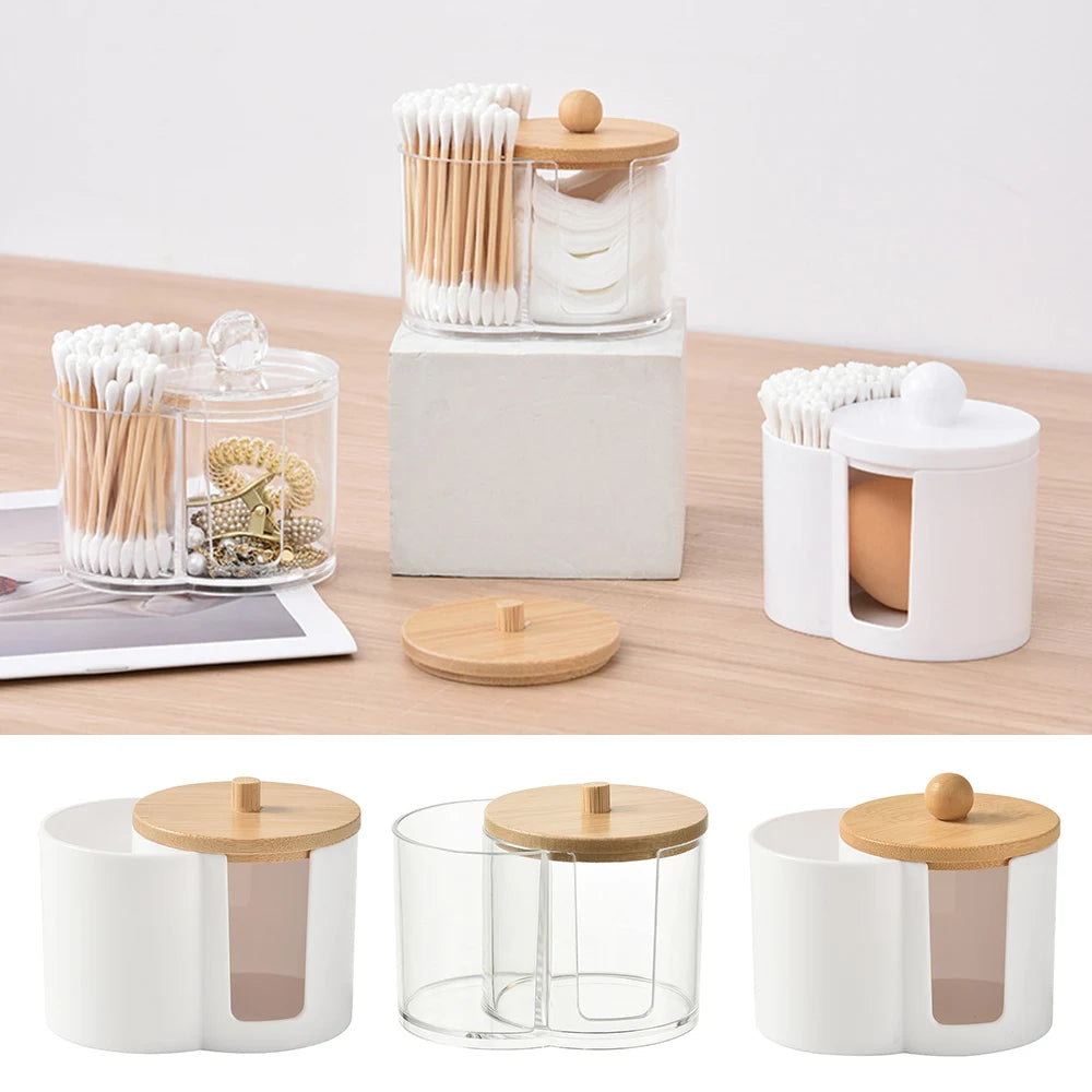 Cotton Round Pad & Powder Puff Holder – Dustproof Portable Makeup Organizer Box for Home, Durable Bathroom Storage Jar