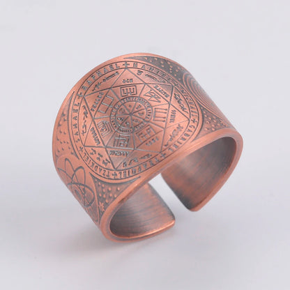 Dawapara 7 Archangels Protection Ring – Metatron Cube, Lilith Symbol, King Solomon Secrets Vintage Amulet Jewelry