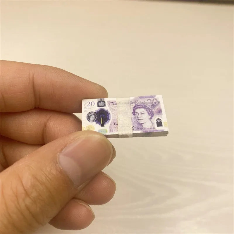 5PCS Mini Dollar & Euro Fake Money Banknotes – Miniature Props for Kids Dollhouse & Decoration