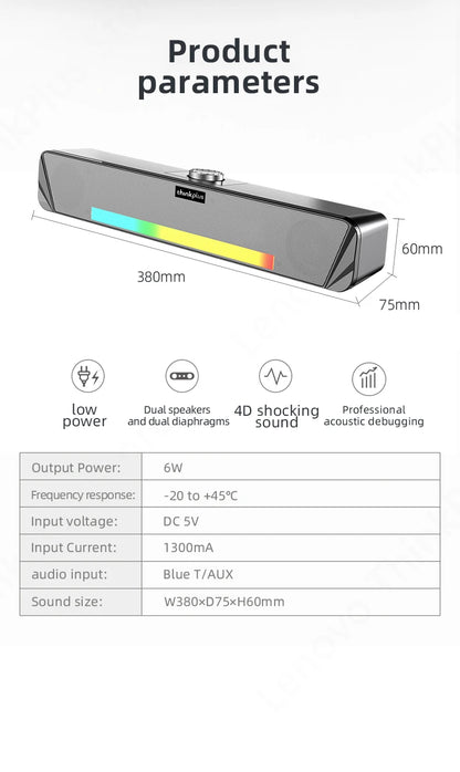 Lenovo TS33 Bluetooth 5.0 Speaker - Original Desk Subwoofer with AUX, Surround Sound for Home & Movies