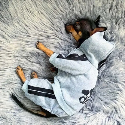 Adidog Dog Jumpsuit - Warm Hoodie Sweatshirt for Puppies, Pet Clothes for Yorkies and French Bulldogs, Stylish Coat Jacket