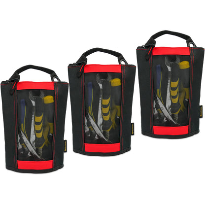 MELOTOUGH Canvas Tool Pouch | 2-Pack Zipper Bags with Mesh Window & Hanging Grommets