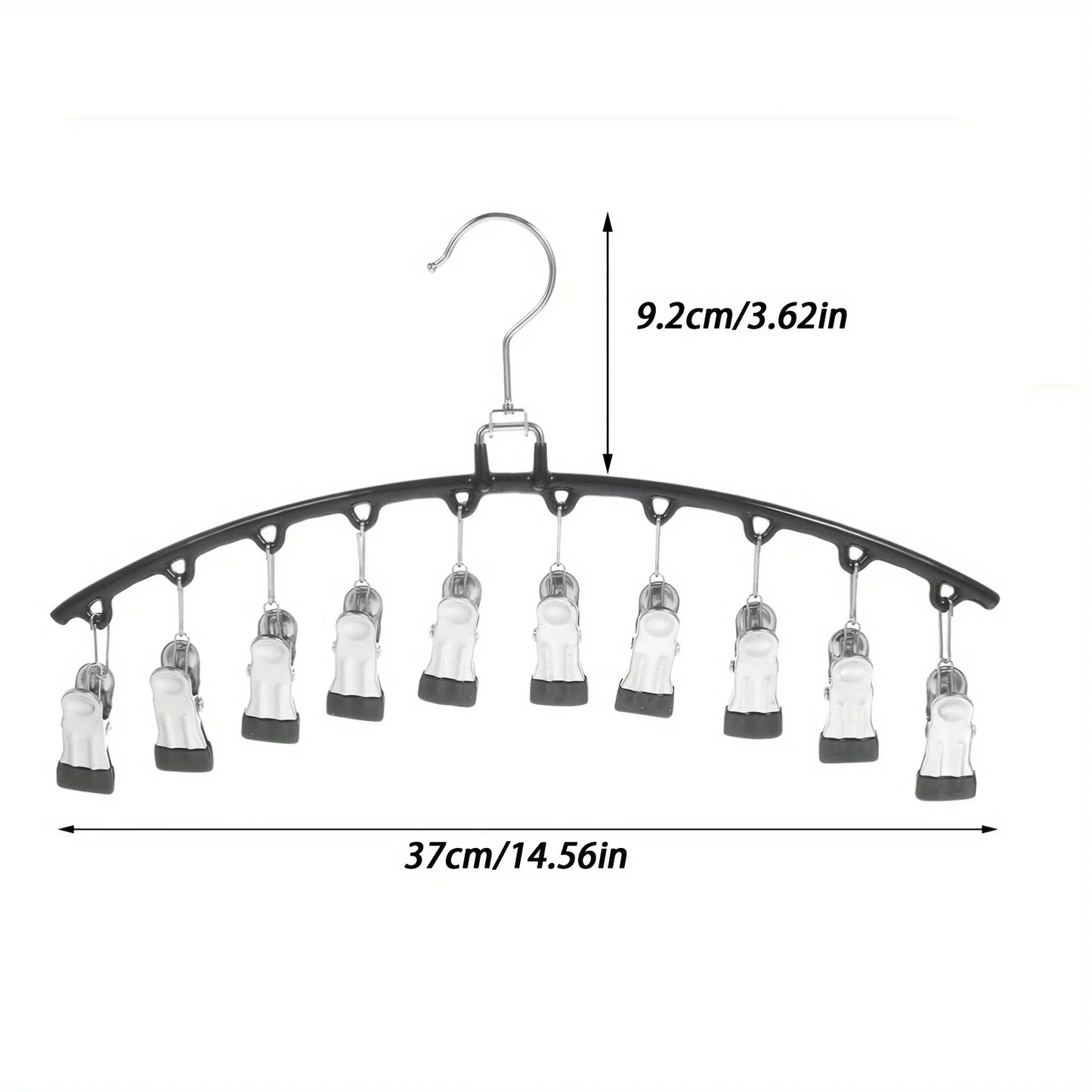 1/2/3PCS Closet Storage Hanger with 10 Clips - Space-Saving Hanging Organizer for 40 Pairs of Leggings - Black