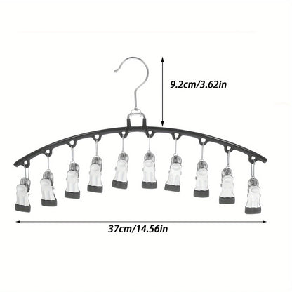 1/2/3PCS Closet Storage Hanger with 10 Clips - Space-Saving Hanging Organizer for 40 Pairs of Leggings - Black