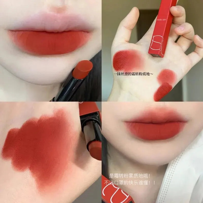 TX010 Thin Tube Matte Lipstick – Waterproof, Sweatproof, Long-Lasting Lip & Cheek Makeup